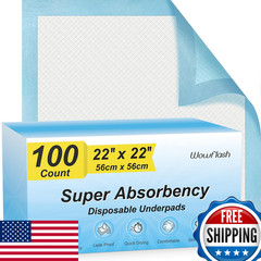 Wowflash 100 Count 22 X 22 Super Absorbency Disposable Underpads Leakproof