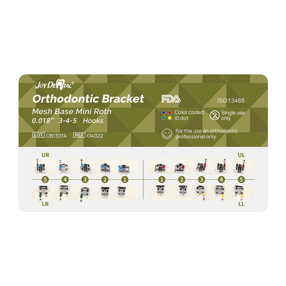 Dental Ortho Brackets Mini Roth MBT 0.022/0.018″ 3/345Hook Mesh Base Metal