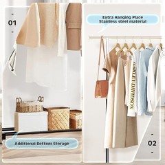 Clothing Rack Heavy Duty Rolling Garment Rack with Wheels for Hanging Clothes
