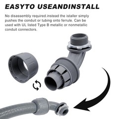 1/2 inch Liquid Tight Connector PVC Flexible Conduit Connector UL Listed Liqu…