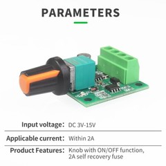 DC 3V 5V 12V 2A Mini PWM DC Motor Speed Controller Dimmer Thermostat Lead-free