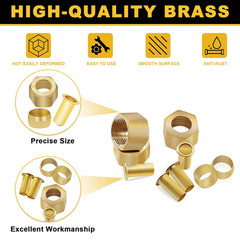 Brass Compression Fittings Kit 180 PCS 1/4 inch Sleeves Ferrules Inserts