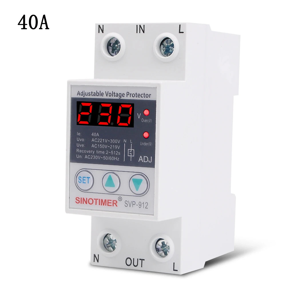 SVP-912 40A 63A 80A 220V Adjustable Over and Under Voltage Protective Device