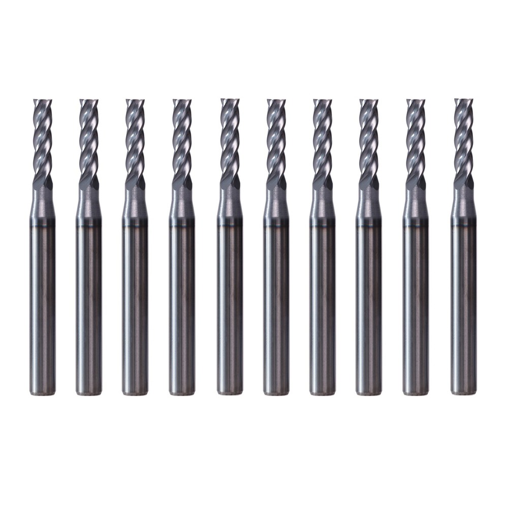 10Pcs 4 Flute 3/32″ x 1/8″ x 3/8″ x 1-1/2″ End Mills Solid Carbide AlTiN Coated