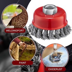 36 Pcs 3 Inch Wire Wheel Cup Brush with 5/8″-11 Threaded Arbor for 4 1/2 Angle G