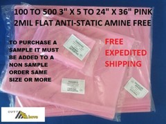 2Mil Elkay Plastics Amine Free Pink Anti-Static Flat Open Top Poly Bags SSD HD