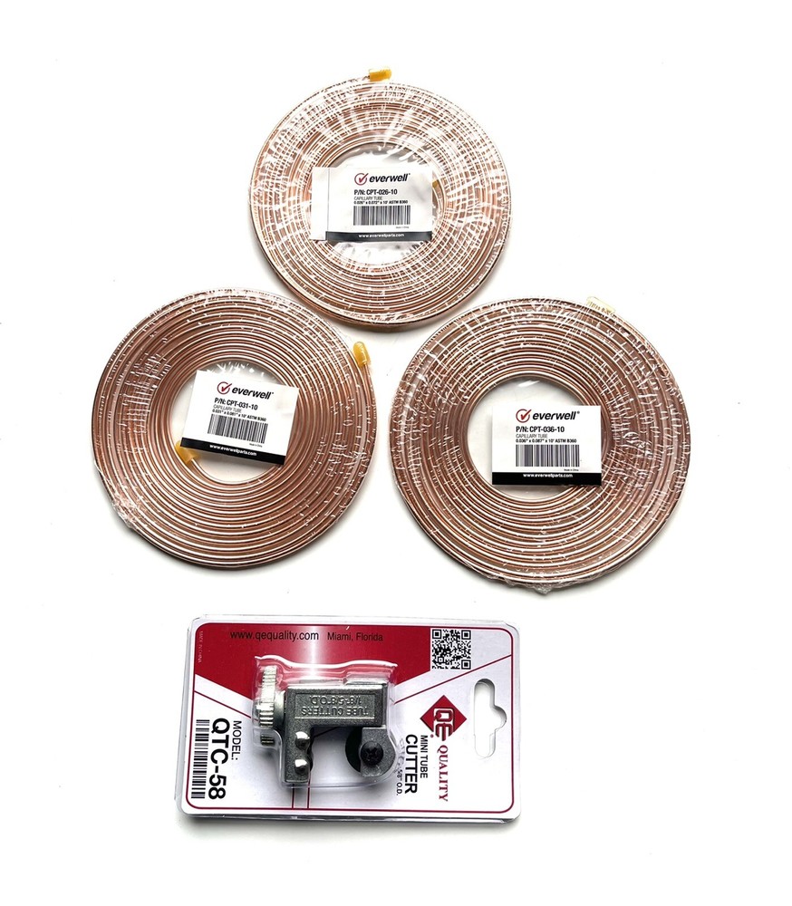 4xCAPILLARY TUBING 0.036″x0.087″/ 0.031×0.081/ 0.026×0.072 x10ft-Mini Tub Cutter