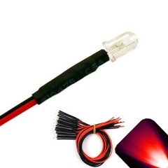 20 x Pre wired 12v 5mm Red LEDs Prewired 12 volt DC LED Car 10v 11v 13v 14v 15v