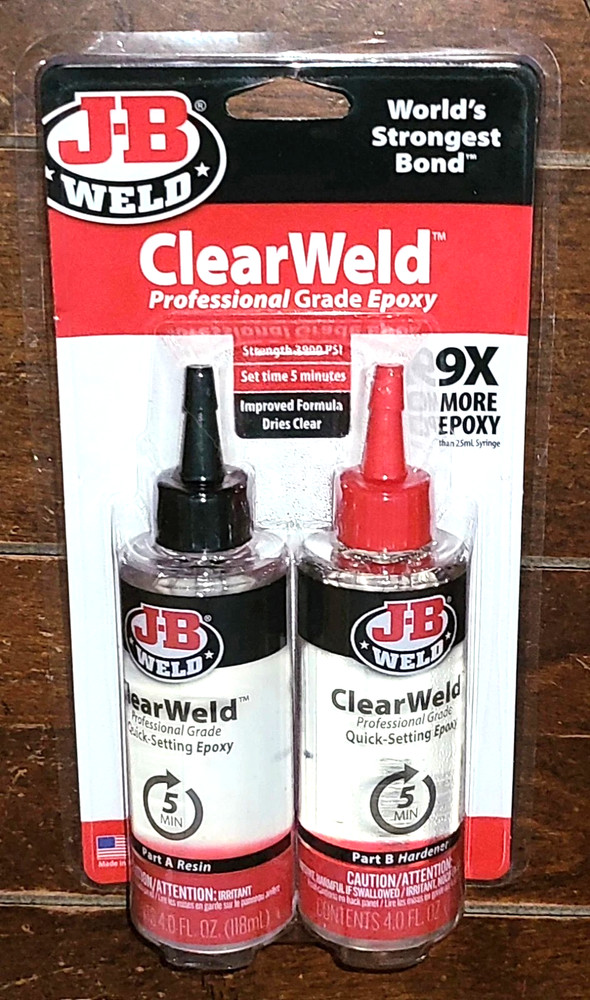 J-B- Weld ClearWeld Professional Grade Epoxy ~Strength 3900 PSI~ #50240H