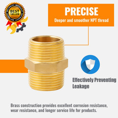 12-Pack 1/4 Inch Male Hex Nipples 1/4” NPT Male Brass Pipe Fitting Adapters