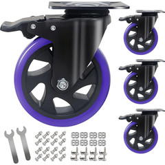 5 Inch Caster Wheels With Brake Set Of 4 Heavy Duty 2200 lb Swivel Locking