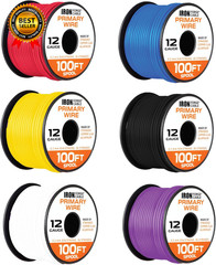 12 Gauge Primary Automotive Wire 6 Roll Bulk Assortment Pack 12 AWG Auto Cable