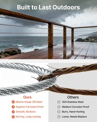 VEVOR T316 Stainless Steel Cable 1/8″ 7×7 Steel Wire Rope 600 ft Cable Railing