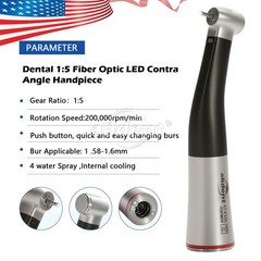 Abdent Dental 1:5 LED Fiber Optic Increasing Contra Angle Handpiece CE New