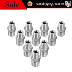 10 Silver Hydraulic Adapter Fittings 3/8″ NPTF Male x 1/2″ NPTF Male with Cover
