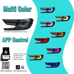 Multicolor LED Tail Light Fit for Honda Accord 10th Gen 2018-2022, 1 Pair Smo…