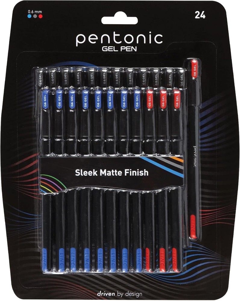 Pentonic Gel Pens, 24 Count, Assorted Colored 1 Count (Pack of 24),