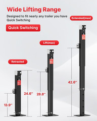 8000 Lbs Weld-On Pipe Swivel Trailer Jack, 20-24V Cordless Drill Compatible, 28.
