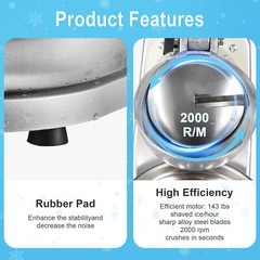 300W Electric Snow Cone Crusher Maker Machine 143lbs Commercial Ice Shaver