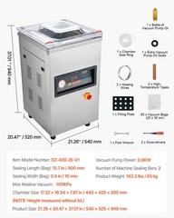 VEVOR Chamber Vacuum Sealer Commercial Vacuum Sealing Bag Packing Machine 600W
