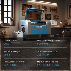 OMTech 80W 20″x28″ Bed CO2 Laser Engraving Cutting Machine with CW-5200 Chiller