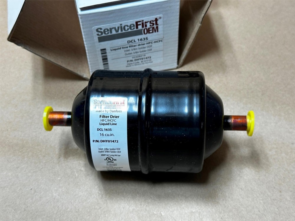 Danfoss Liquid Line Filter Drier HFC/HCFC 3/8″ Solder ODF IN/OUT DCL 163S