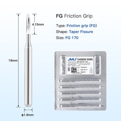 JMU Dental Carbide Burs High Speed FG Taper Fissure 5pcs/pk