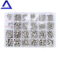 600PCS M3 M4 M5 M6 Stainless Steel Flanged Bolts and Nuts Kit,16 Common Sizes