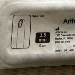 Arthrex Shaver Blades SabreTooth, 3.5 mm x 13 cm (5 Blades Per Order) IN DATE