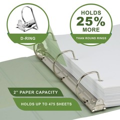 Samsill Plant-Based 2 Inch Durable D-Ring, View Binder, 2-Inch, Sage Green