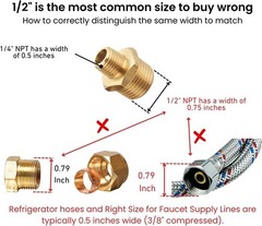 Brass Reducing Hex Nipple, 1/4 Inch NPT Male Pipe x 1/2 Inch NPT Male Pipe, T…