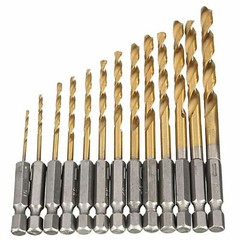 13pcs 1/4” Hex Shank Titanium Coated HSS Steel DRILL BIT Set Metal Wood Plastic