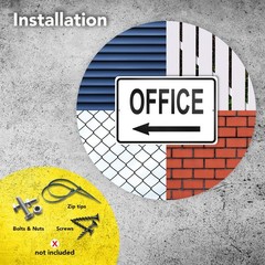 Office Sign with Left Arrow, 8×12 Reflective Aluminum Office Door Signs, UV P…