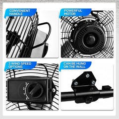 16″ High Velocity Industrial 2-in-1 Floor Stand or Wall Mount Fan 3 Speeds Fan