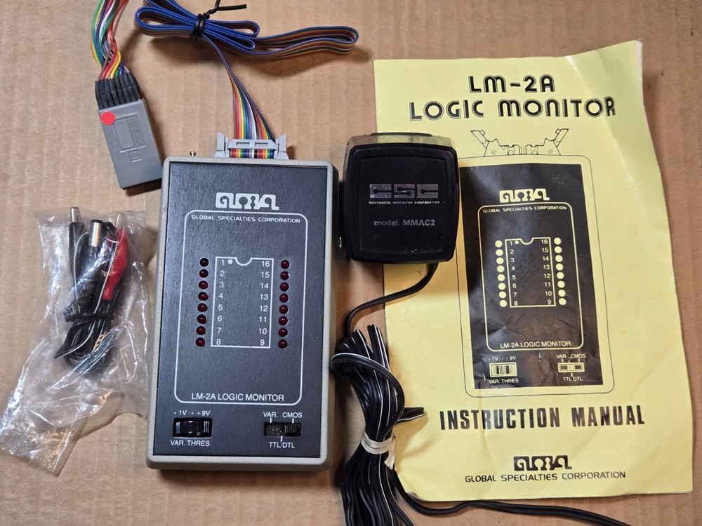 Global Specialties Corporation LM-2A Logic Monitor W/Manual & AC Adaptor