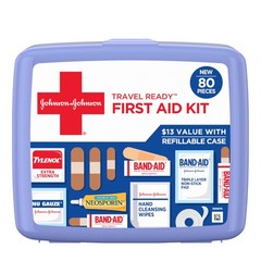 Band-Aid Brand Travel Ready Portable Emergency First Aid Kit For Minor Wound