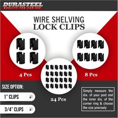 Versatile Black Wire Shelving Clips for 1″ Posts – Fits Multiple Brands, 24 Pack