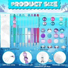 24 Sets Assorted Plastic Beadable Pens Multicolor Bubblegum Crystal Spacer Be…