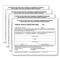 50-PACK. Annual Vehicle Inspection Label 2-Ply Vinyl with Mylar. FMCSA DOT Compl