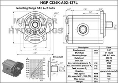 Hydraulic Gear Pump 3-17 GPM 3/4″ Keyed Shaft SAE A-2 Bolts CCW Cast Iron Flange