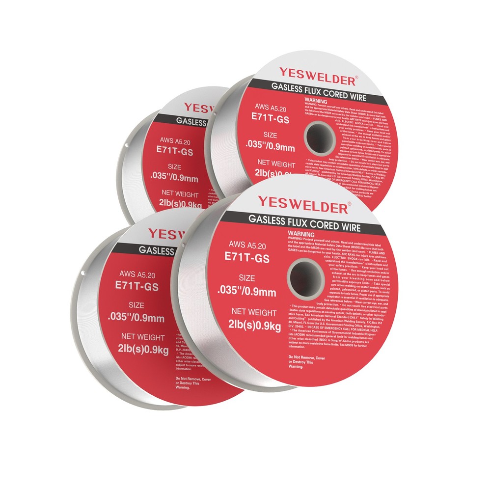 Flux Core Gasless MIG Wire E71T-GS, .035″ Diameter, 4 Spools (2LB Each)
