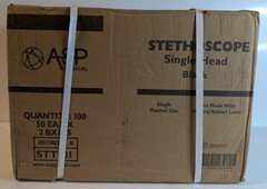 Box of 100 ASP MEDICAL Single Head Patient Hospital Care Stethoscope black New