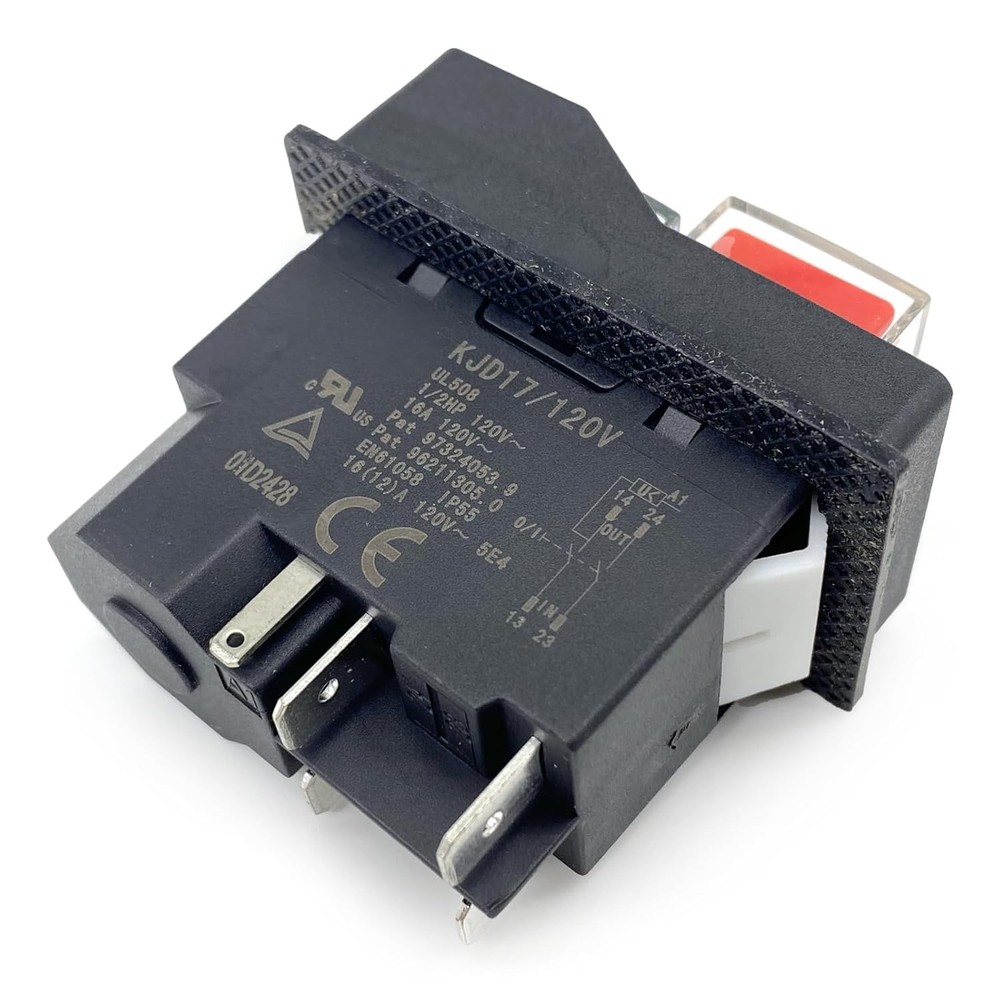 KJD17/120V Switch 5-Pin 16A Push Button Solenoid (1-Pack) 120V
