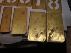 Vintage CH Hanson 45 Brass Stencils 4” Letters Numbers +Punctuation with OLD Box