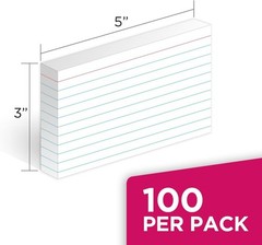 Lined 3×5 Index Cards, White, 2400 Sheets, 24 Pack