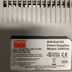 DAYTON 33NT20 Power Supply DIN Rail 50W 24VDC T-727