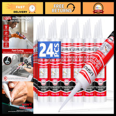100% Waterproof Silicone Caulk for Kitchen & Bathroom, 10 oz Cartridge, 24 Pack,