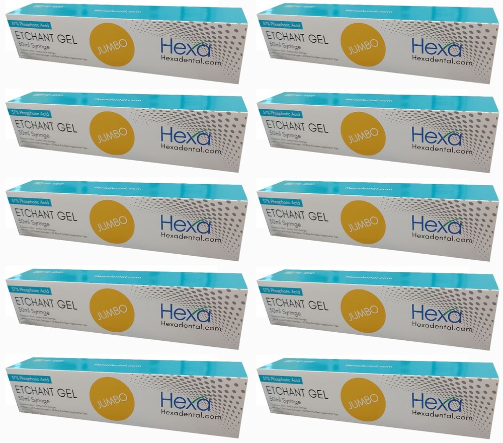 ETCHING DENTAL HEXA 37% PHOSPHORIC ACID ETCHANT GEL JUMBO KIT HE-1050 (10 Boxes)