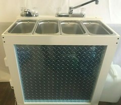 Portable Concession Sink 3 Compartment Sink/Hand Sink, Hot Water 120V Electric