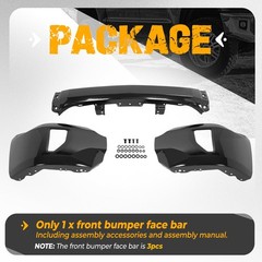 Front Bumper w/ Fog Light Holes Steel Black 2016-2019 Silverado 1500 LD 84029813